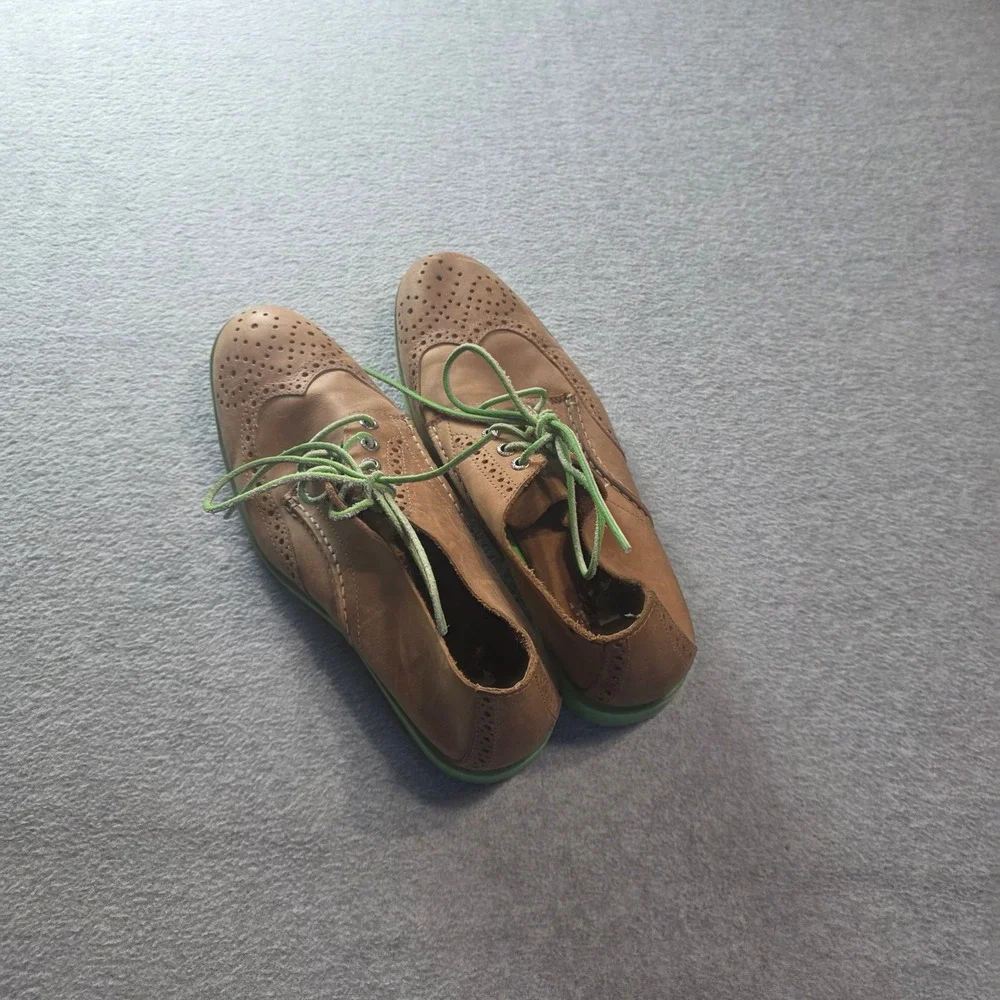 Sperry Top-Sider Mens Wingtip‎ Oxford Brogue Dress Shoes Tan Green 10.5